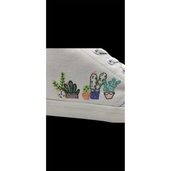 BANGS SHOES HIGH TOPS BEIGE LONDON FOG SUCCULENT/CACTUS   Unisex W8/M6.5 NWT - Picture 2 of 6